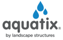 Aquatix logo made of three blue tear water drops above the Aquatix gray text Aquatix.