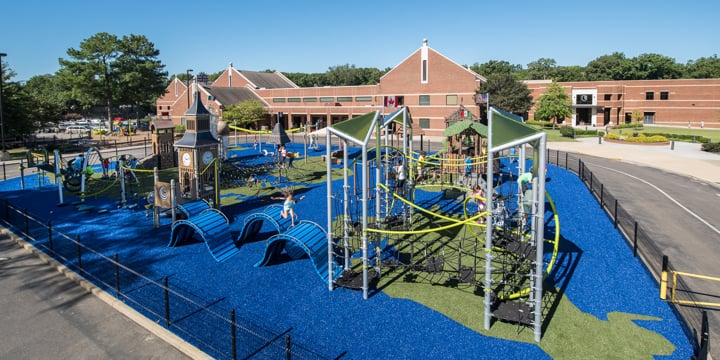 World location theme playground at Lausanne Collegiate School. 