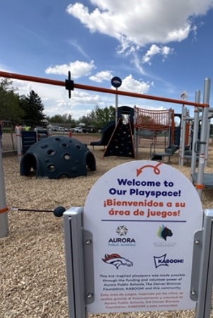 KABOOM! sign on a playground 